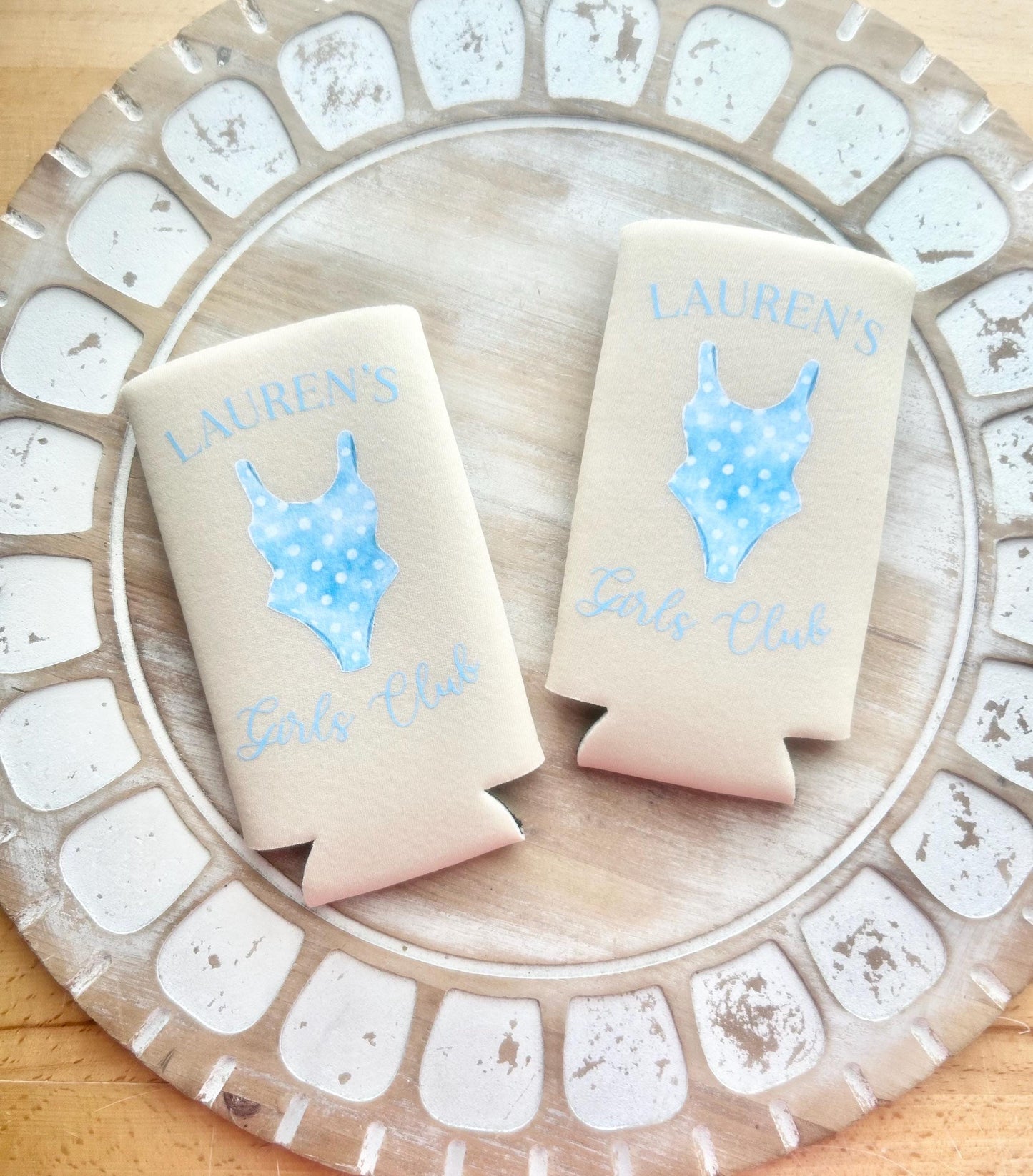 Beach Club Bachelorette, Custom Bachelorette Can Coolers, Hand drawn Coolers, Bachelorette Drink Holders, Club Bach Can Cooler, Bach Favors