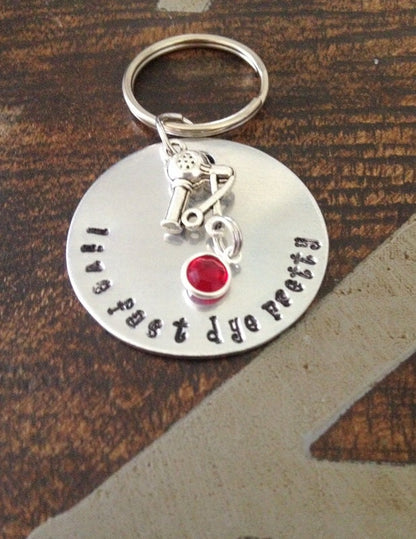 Hairdresser Keychain Gift for Hairdresser Live Fast Dye Pretty Keychain Hairstylist Keychain Gift for Hairstylist Handstamped Keychain