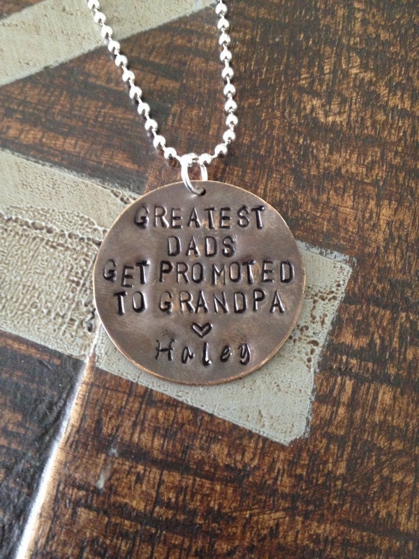 Greatest Dads Get Promoted To Grandpa Necklace Gift for Grandpa Necklace for Dad Handstamped Necklace Handstamped Jewelry Grandpa Gift