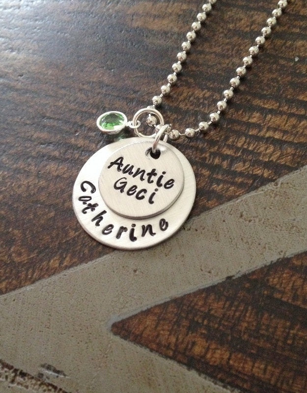 Aunt Necklace Aunt Jewelry Personalized Jewelry Handstamped Jewelry Name Necklace Auntie Necklace Auntie Jewelry