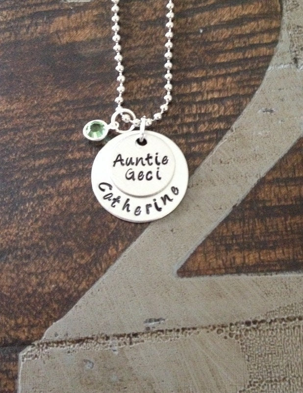 Aunt Necklace Aunt Jewelry Personalized Jewelry Handstamped Jewelry Name Necklace Auntie Necklace Auntie Jewelry