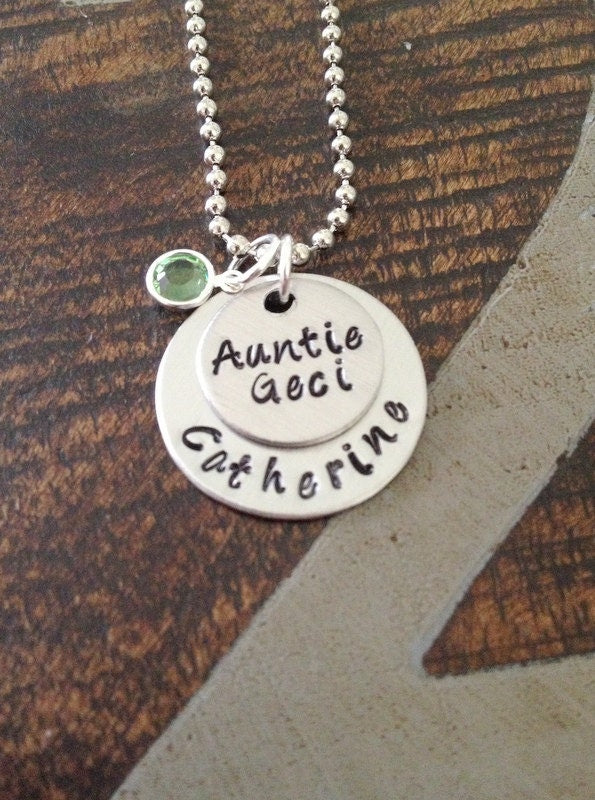 Aunt Necklace Aunt Jewelry Personalized Jewelry Handstamped Jewelry Name Necklace Auntie Necklace Auntie Jewelry