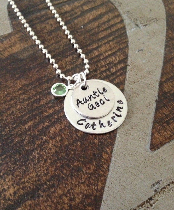 Aunt Necklace Aunt Jewelry Personalized Jewelry Handstamped Jewelry Name Necklace Auntie Necklace Auntie Jewelry