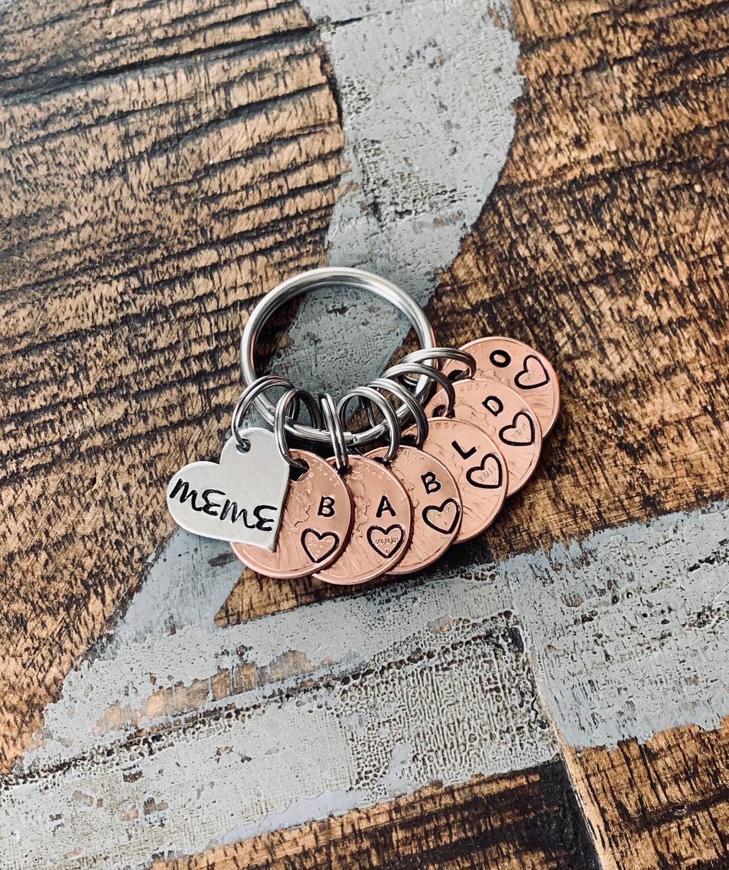 Custom Penny Keychain - Mother’s Day Penny Keychain - Birth Year Remembrance Keepsake - Personalized Family Initials and Birth Year Gift