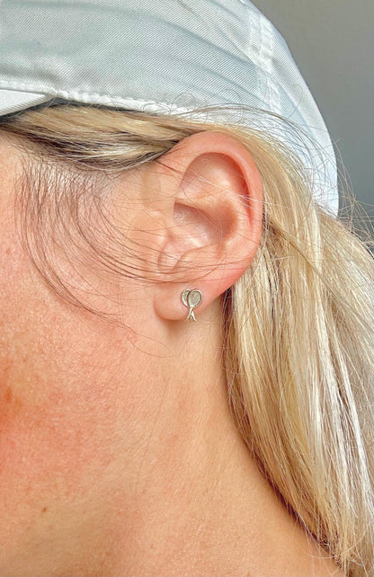 Gold Filled Tennis Racket Earring ,Tennis Stud Earring , Racket Earrings ,Silver Tennis Earrings,Tennis Earring for Women ,Tennis Team Gifts