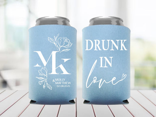 Custom Wedding Can Coolers: Drunk in Love Party Favors
