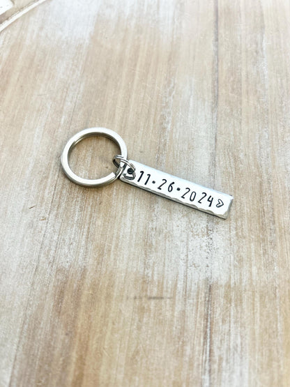 Date Keychain Custom Couple Keychain Anniversary Gift for him Anniversary Keychain Personalized Gift For Boyfriend Valentine's Day Gifts