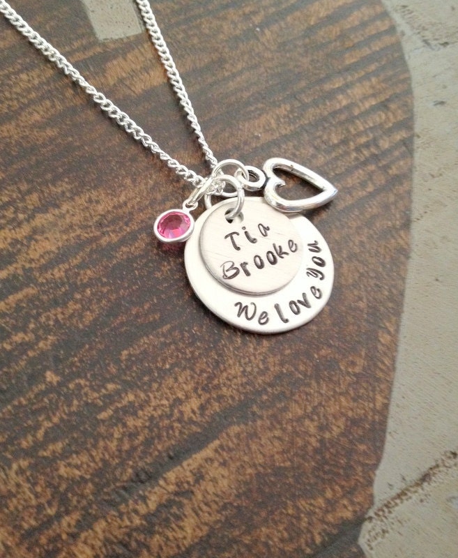 Personalized Custom Jewelry We love you 'Tia' Hand Stamped Necklace Auntie Necklace Tia Necklace Tia Jewelry Love Handstamped Love Jewelry
