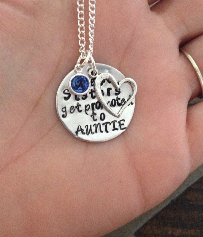 Great Sisters Get Promoted to Auntie Aunt Necklace Auntie Jewelry Personalized Jewelry Handstamped Jewelry Name Necklace Auntie Necklace