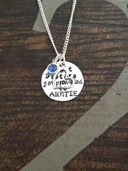 Great Sisters Get Promoted to Auntie Aunt Necklace Auntie Jewelry Personalized Jewelry Handstamped Jewelry Name Necklace Auntie Necklace