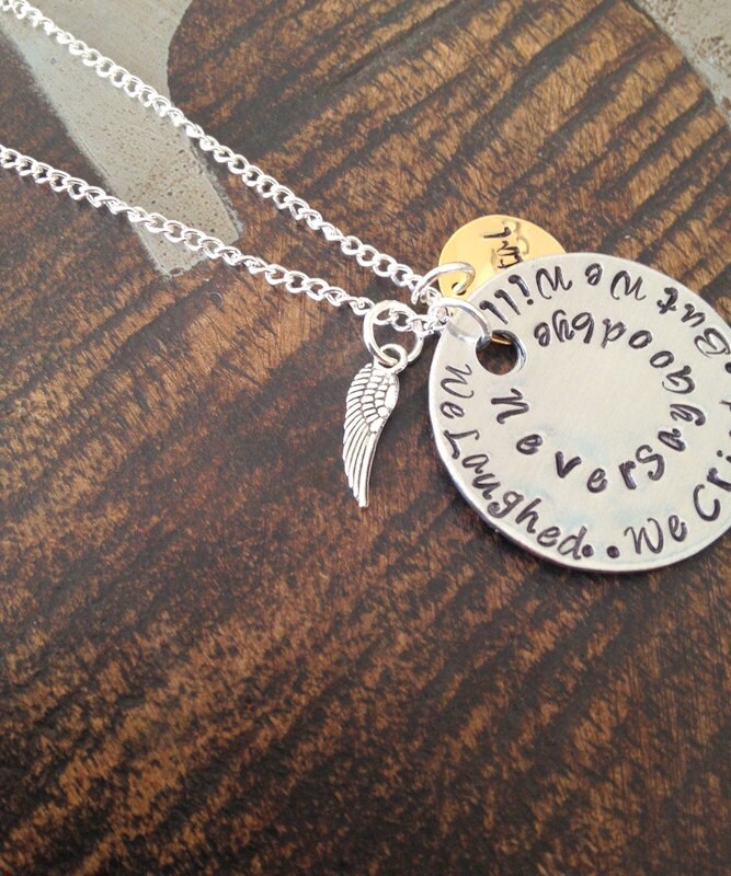 In remembrance Necklace Memorial necklace We Laughed We Cried But We Will Never Say Goodbye Remembrance Jewelry Sympathy Necklace Angel Wing