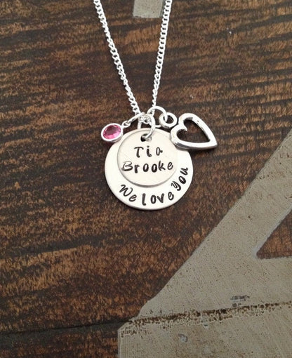 Personalized Custom Jewelry We love you 'Tia' Hand Stamped Necklace Auntie Necklace Tia Necklace Tia Jewelry Love Handstamped Love Jewelry