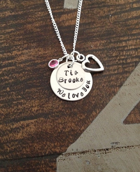 Personalized Custom Jewelry We love you 'Tia' Hand Stamped Necklace Auntie Necklace Tia Necklace Tia Jewelry Love Handstamped Love Jewelry