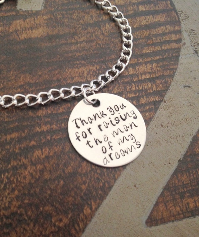 Personalized Mother In Law Bracelet Thank You For Raising The Man Of My Dreams Bracelet Wedding Jewelry Charm Bracelet Gift for Mom