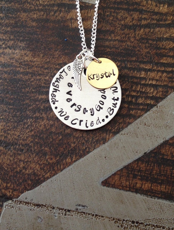 In remembrance Necklace Memorial necklace We Laughed We Cried But We Will Never Say Goodbye Remembrance Jewelry Sympathy Necklace Angel Wing