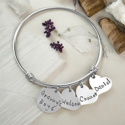 Grannys Boys Bangle Granny Bracelet Granny Bangle Grandmother Gift Mother Bracelet Charm Bracelet Adjustable Bangle Personalized Bangle