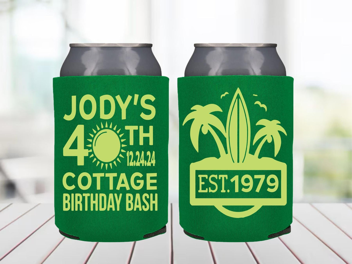 Personalized Can Coolers, Birthday Party Can, Custom Can Cooler, Party Favor, Gift Bag Vacation Favor, Custom Wedding Party, Can Coolers