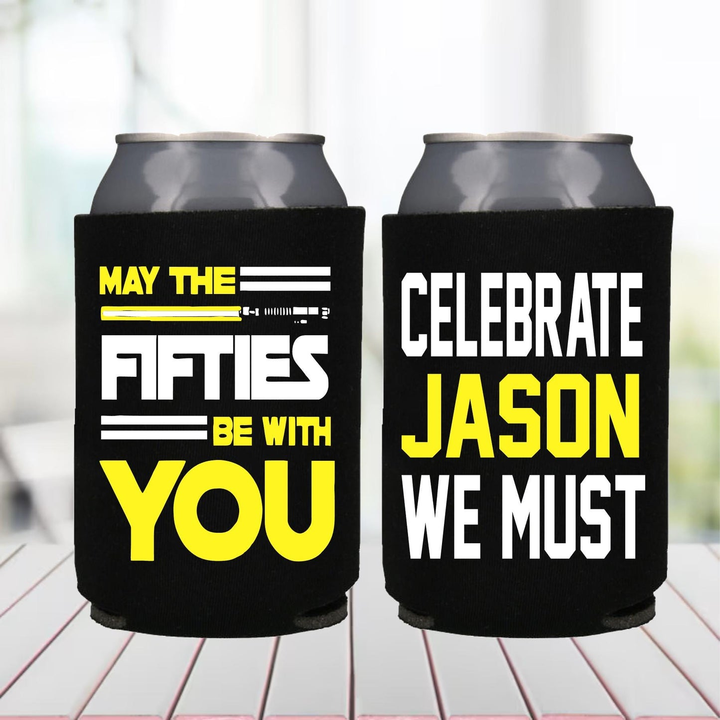 50th Birthday Can Coolers: Star Wars Theme Party Favors