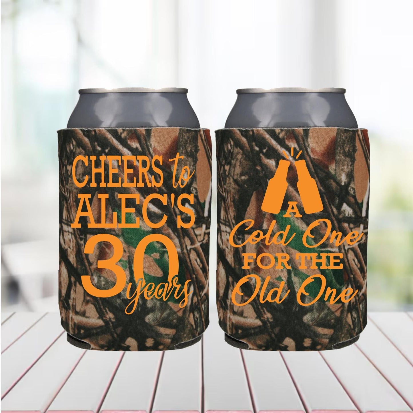 Personalized 30th Birthday Can Coolers: 'A Cold One For The Old One'