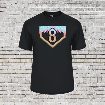 8th Birthday Baseball Shirt: Ice Cream Drip Number 8 Tee