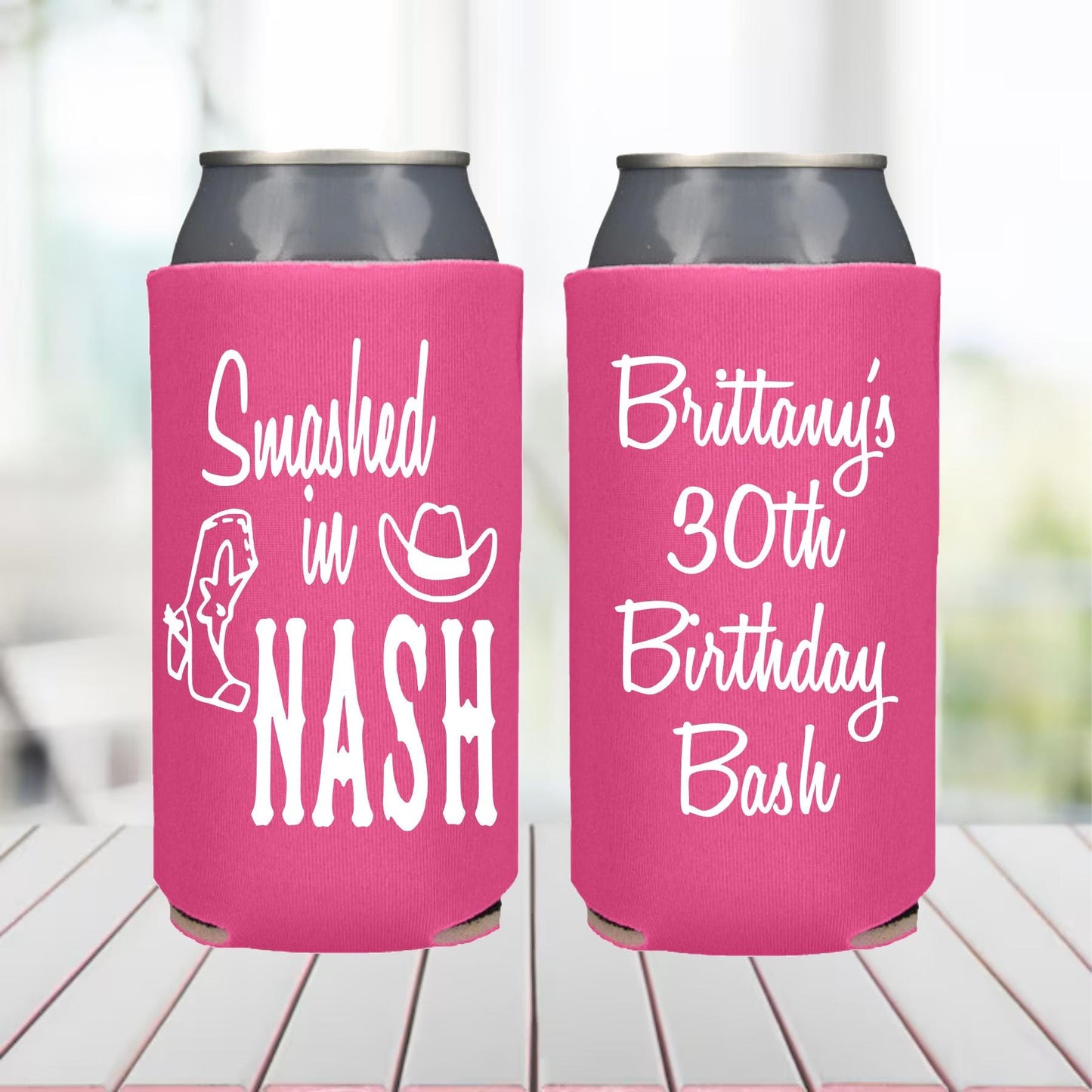 Smashed in Nash Slim Can Coolers: Nashville Bachelorette Party Favors