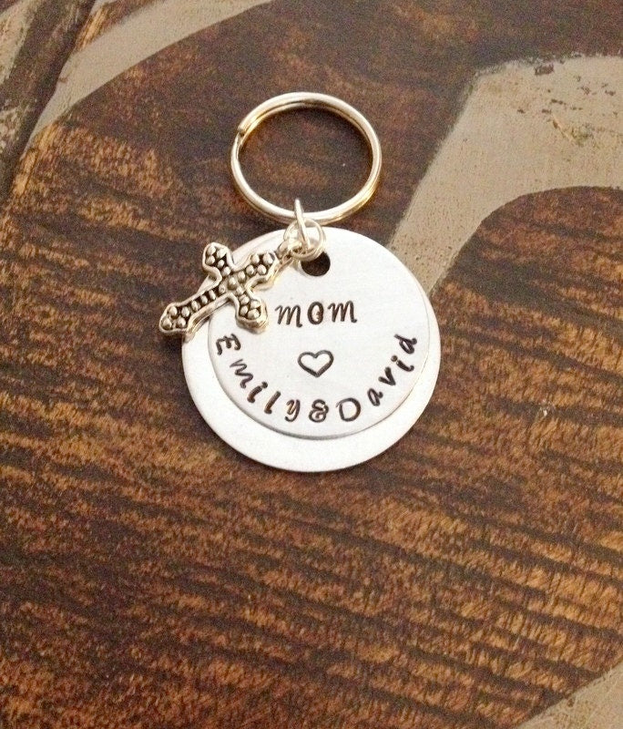 Mom Keychain Proverbs Keychain Handstamped Keychain Personalized Keychain Heart Keychain Custom Keychain Christian Keychain Gift for Mom