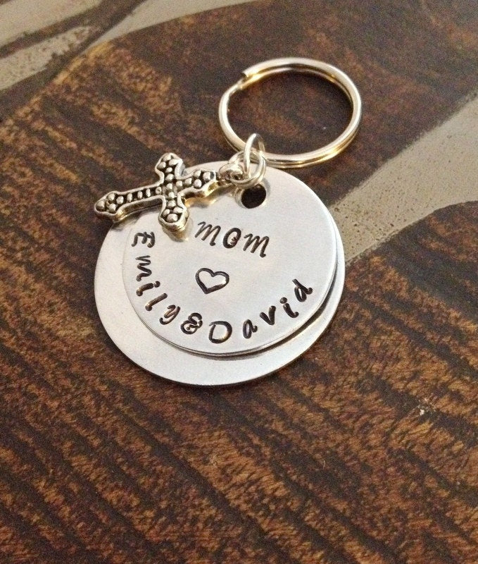 Mom Keychain Proverbs Keychain Handstamped Keychain Personalized Keychain Heart Keychain Custom Keychain Christian Keychain Gift for Mom