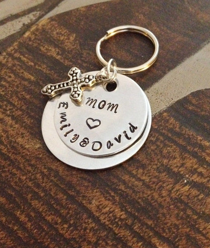 Mom Keychain Proverbs Keychain Handstamped Keychain Personalized Keychain Heart Keychain Custom Keychain Christian Keychain Gift for Mom