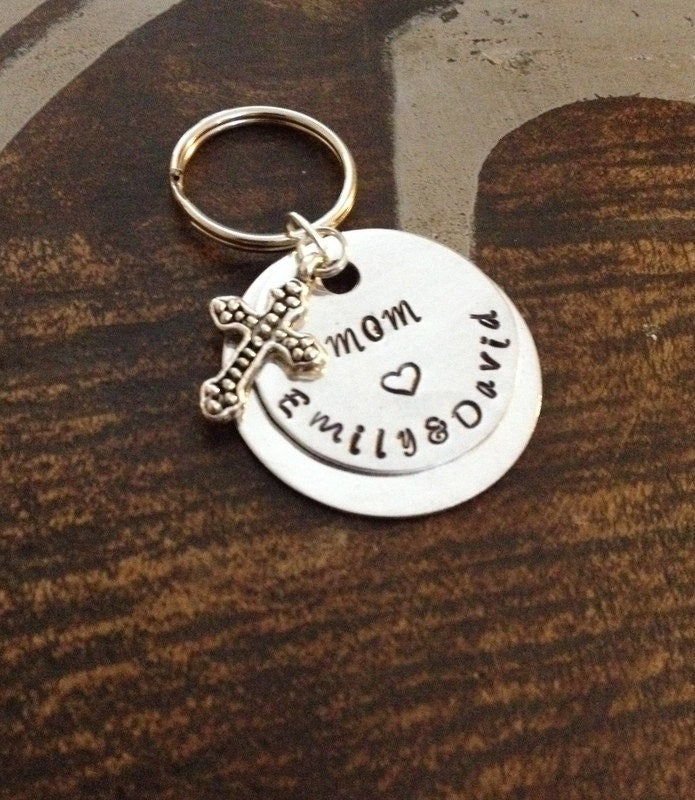 Mom Keychain Proverbs Keychain Handstamped Keychain Personalized Keychain Heart Keychain Custom Keychain Christian Keychain Gift for Mom