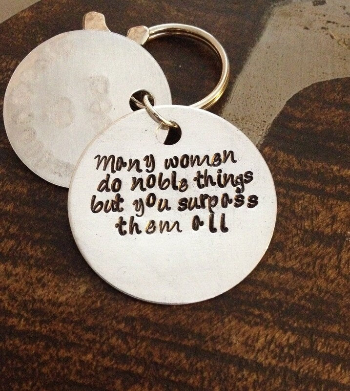 Mom Keychain Proverbs Keychain Handstamped Keychain Personalized Keychain Heart Keychain Custom Keychain Christian Keychain Gift for Mom