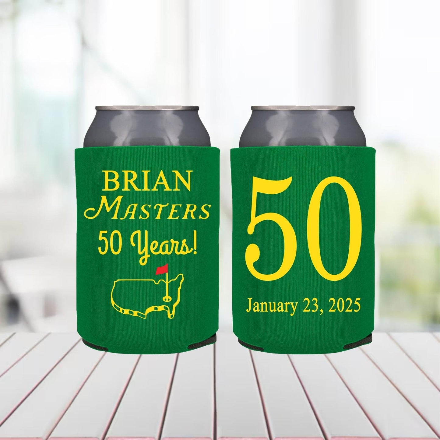 Personalized 50th Birthday Golf Party Can Cooler Favor