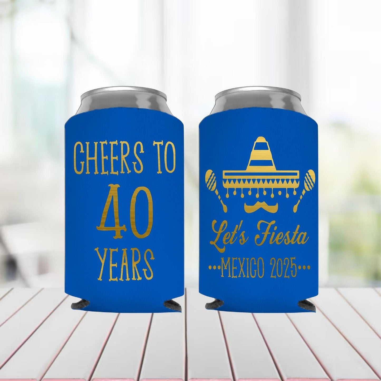 Personalized Fiesta Birthday Can Cooler: Custom Party Favor