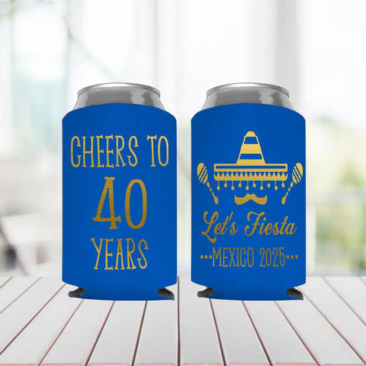 Personalized Fiesta Birthday Can Cooler: Custom Party Favor