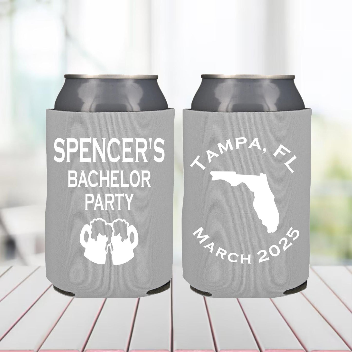 Personalized Bachelor Party Can Cooler: Florida Getaway Favor