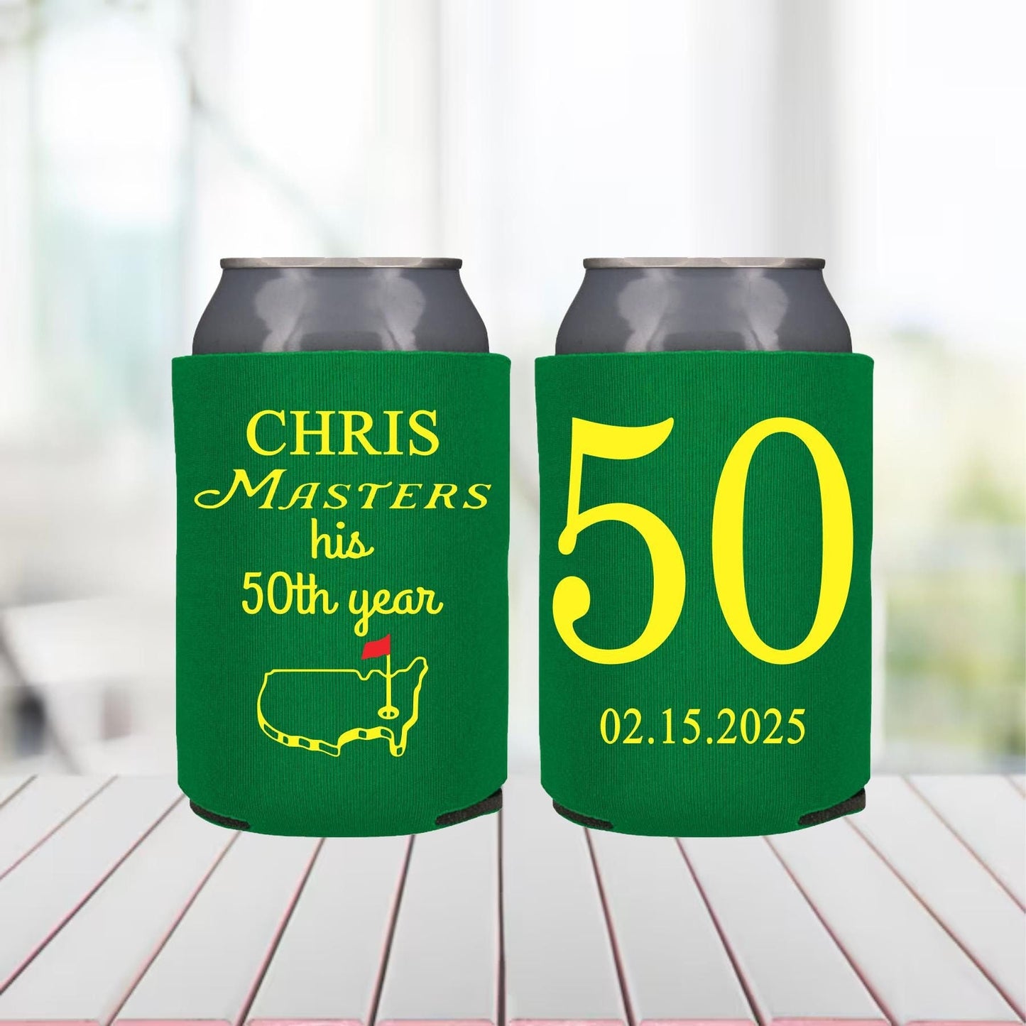 Personalized 50th Birthday Golf Party Can Cooler Favor