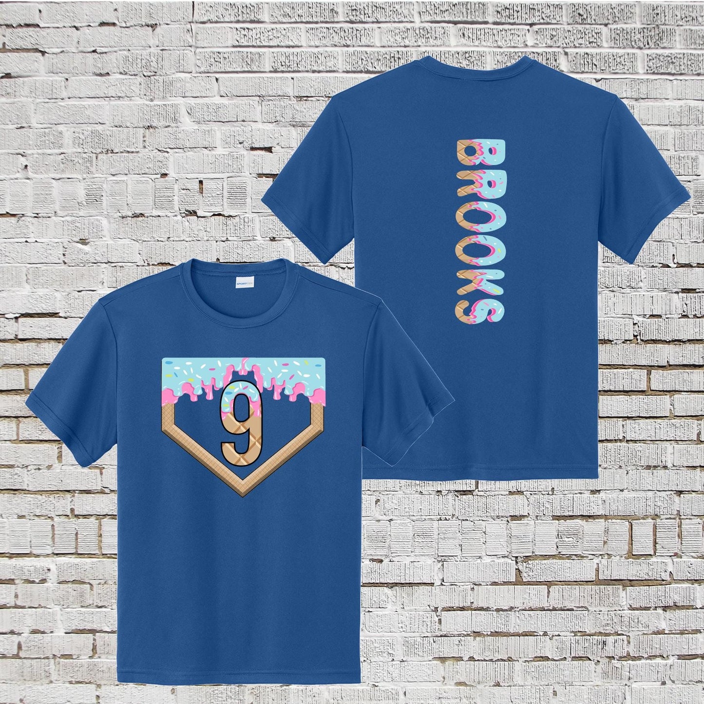 9th Birthday Baseball Shirt Baseball Drip Tshirt Baseball Birthday Shirt Number 9 Ice Cream Shirt Blue Ice Cream Shirt 9 Baseball Number