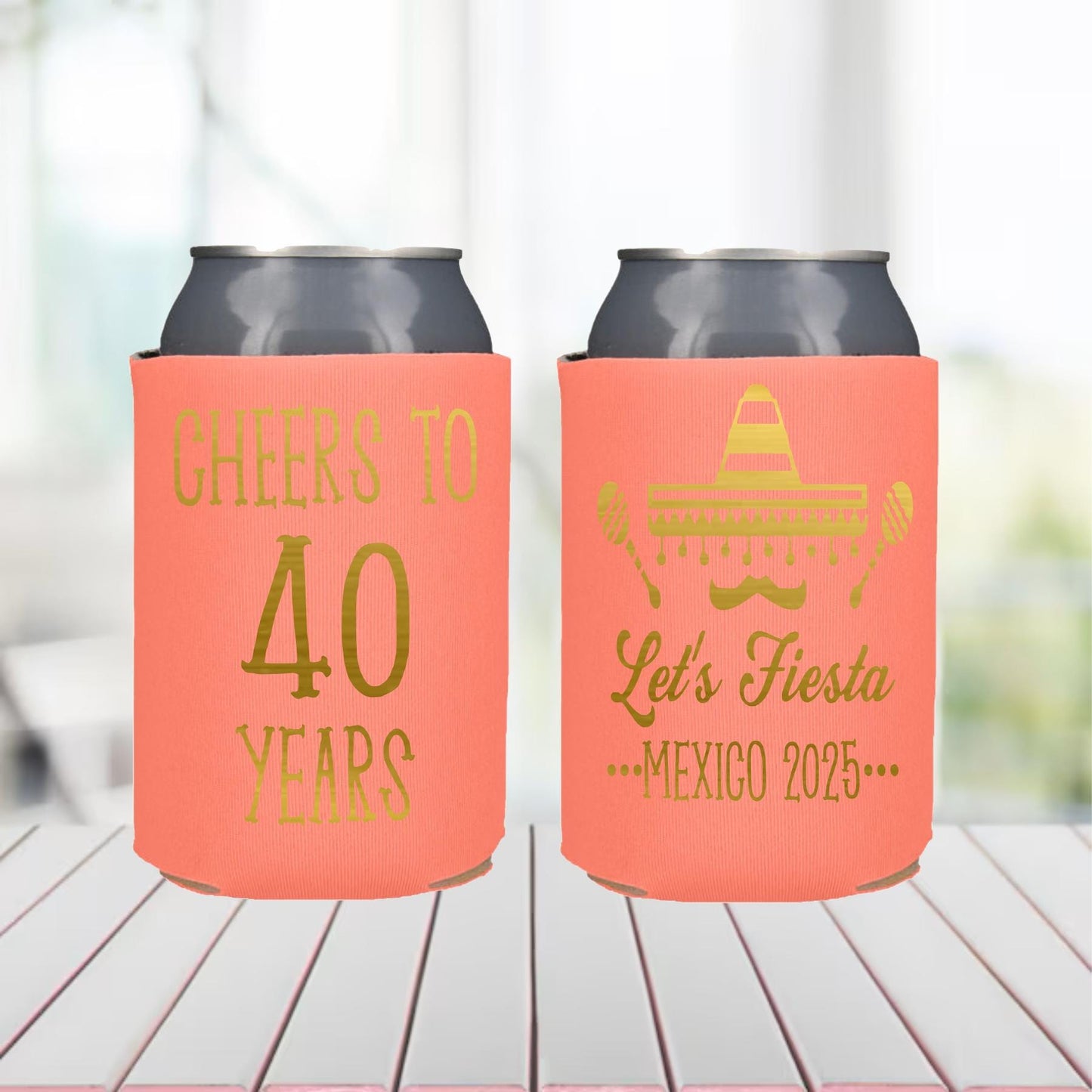 Personalized Fiesta Birthday Can Cooler: Custom Party Favor