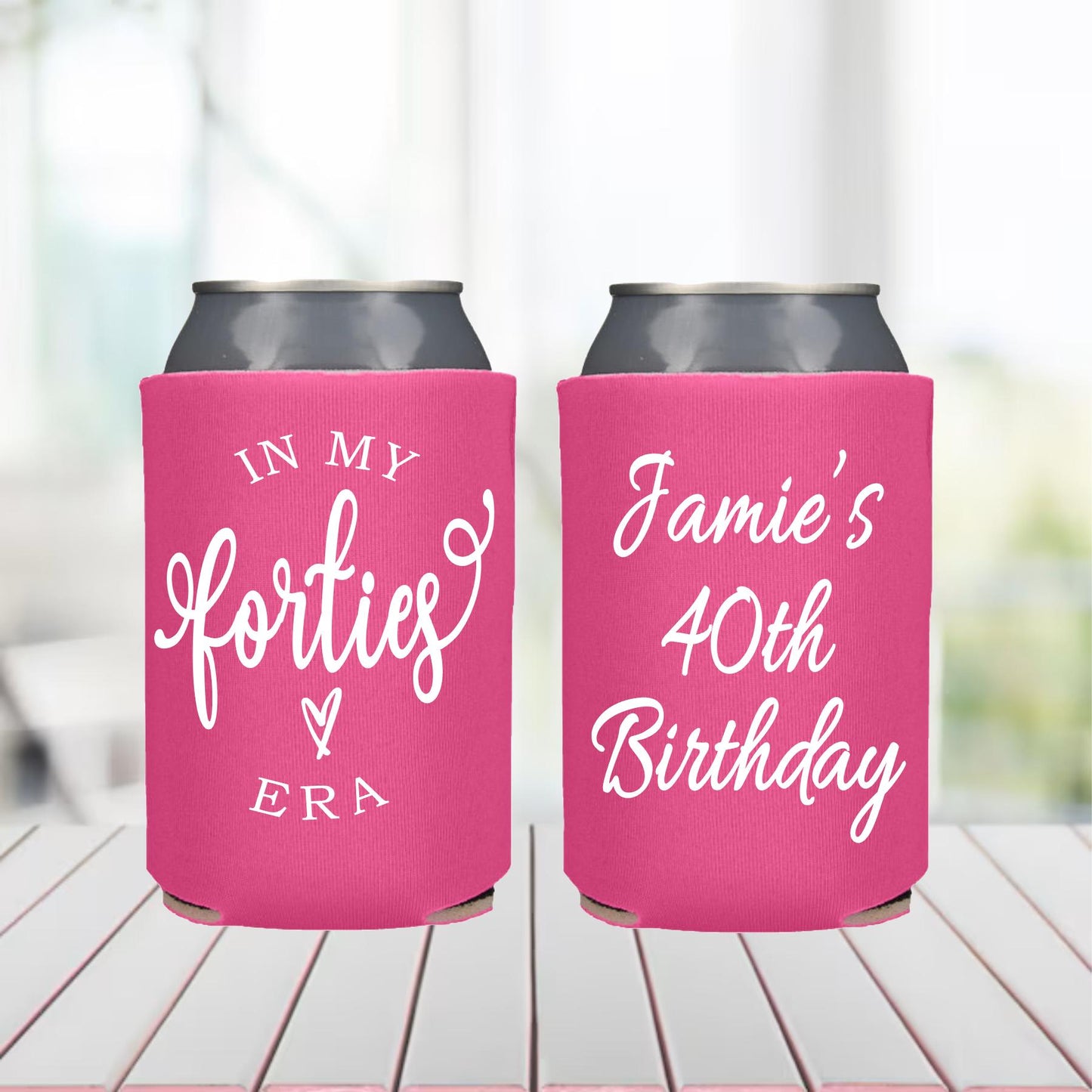 40th Birthday Can Coolers: In My Forties Era Party Favors
