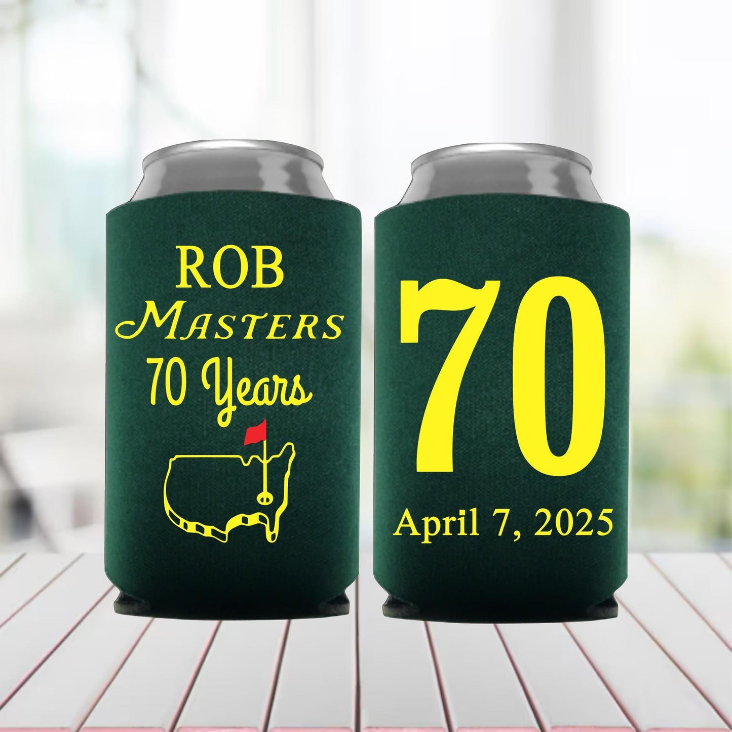 Mastered 70th Birthday Can Coolers: Golf Party Favors