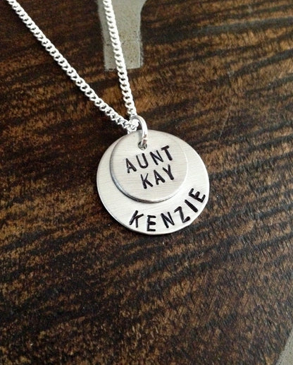 Aunt Necklace Aunt Jewelry Personalized Jewelry Handstamped Jewelry Name Necklace Auntie Necklace Auntie Jewelry Gift for Aunt Sister Gift