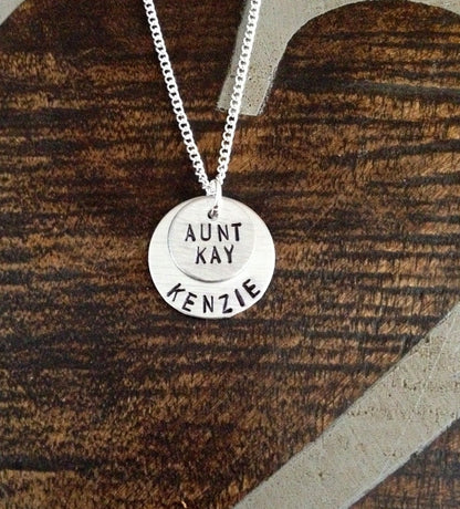 Aunt Necklace Aunt Jewelry Personalized Jewelry Handstamped Jewelry Name Necklace Auntie Necklace Auntie Jewelry Gift for Aunt Sister Gift