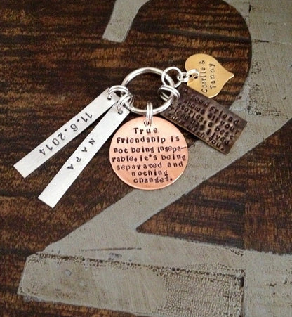 Custom Keychain True Friendship Keychain Gift for Best Friend Mixed Metals Keychain Best Friend Keychain Long Distance Gift