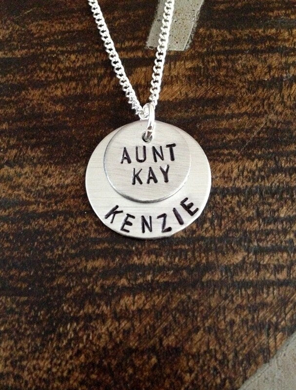 Aunt Necklace Aunt Jewelry Personalized Jewelry Handstamped Jewelry Name Necklace Auntie Necklace Auntie Jewelry Gift for Aunt Sister Gift