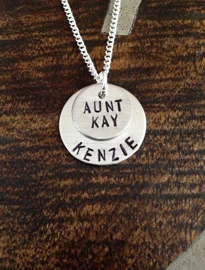 Aunt Necklace Aunt Jewelry Personalized Jewelry Handstamped Jewelry Name Necklace Auntie Necklace Auntie Jewelry Gift for Aunt Sister Gift