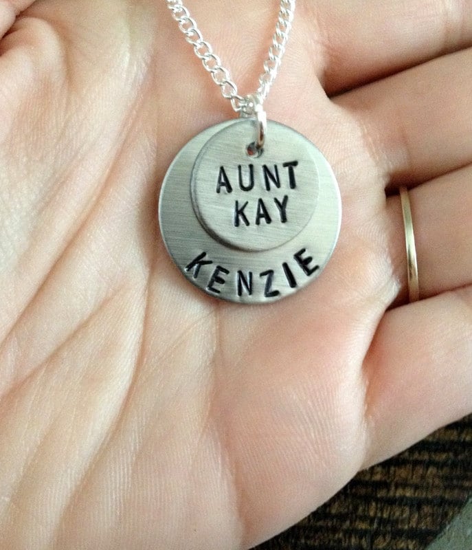 Aunt Necklace Aunt Jewelry Personalized Jewelry Handstamped Jewelry Name Necklace Auntie Necklace Auntie Jewelry Gift for Aunt Sister Gift