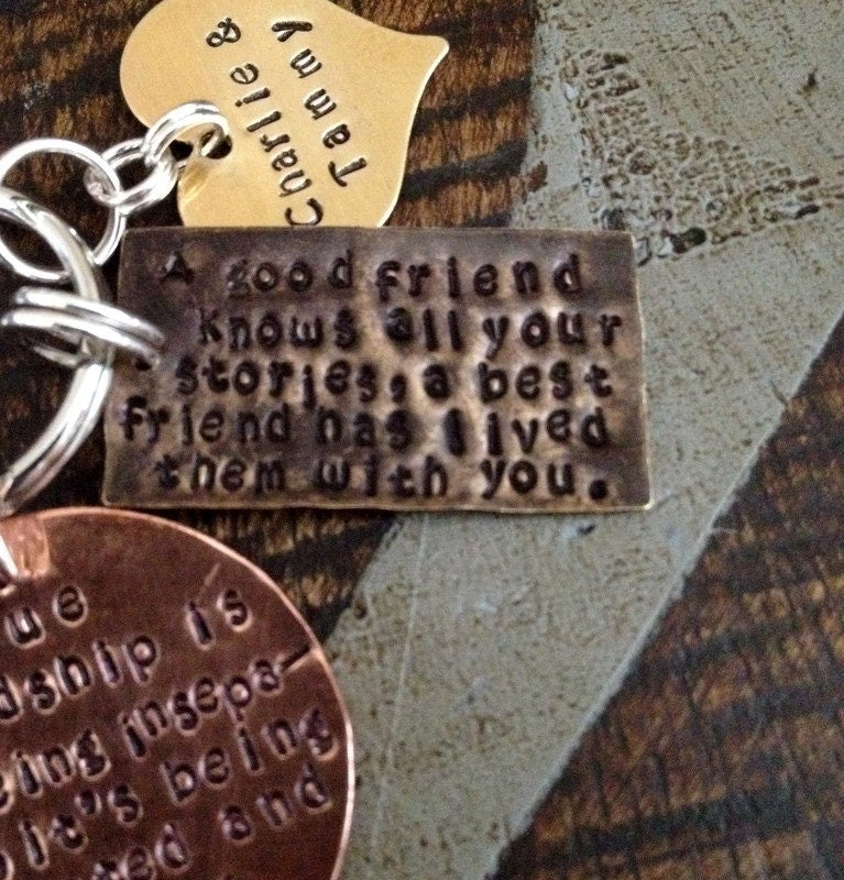 Custom Keychain True Friendship Keychain Gift for Best Friend Mixed Metals Keychain Best Friend Keychain Long Distance Gift