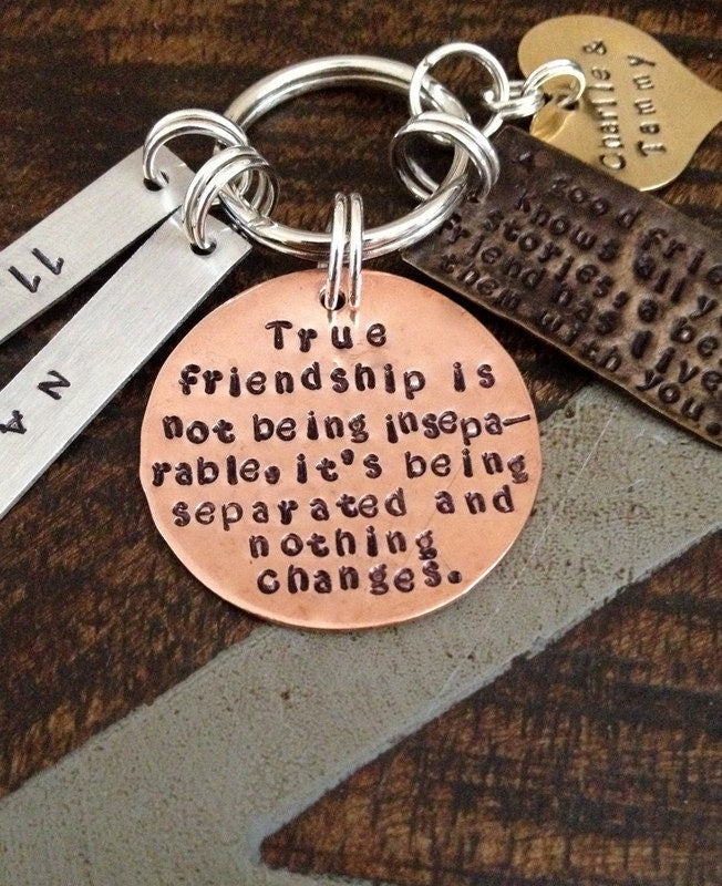 Custom Keychain True Friendship Keychain Gift for Best Friend Mixed Metals Keychain Best Friend Keychain Long Distance Gift