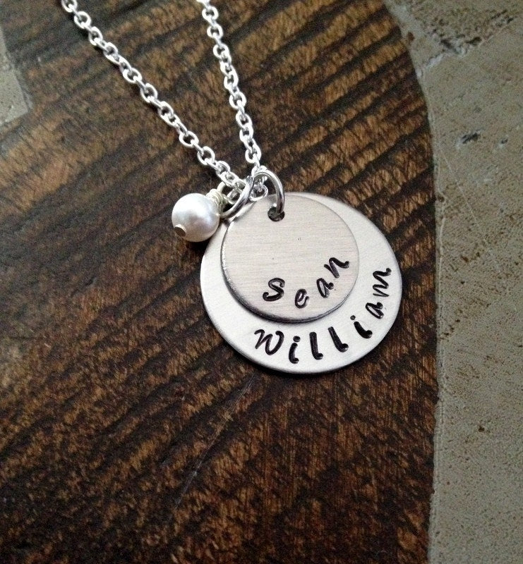 Mom Necklace Grandchild Necklace Personalized Necklace Personalized Jewelry Handstamped Necklace Name Necklace Gift for Mom Gift for Grandma