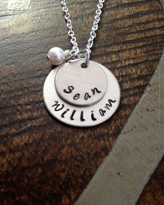 Mom Necklace Grandchild Necklace Personalized Necklace Personalized Jewelry Handstamped Necklace Name Necklace Gift for Mom Gift for Grandma