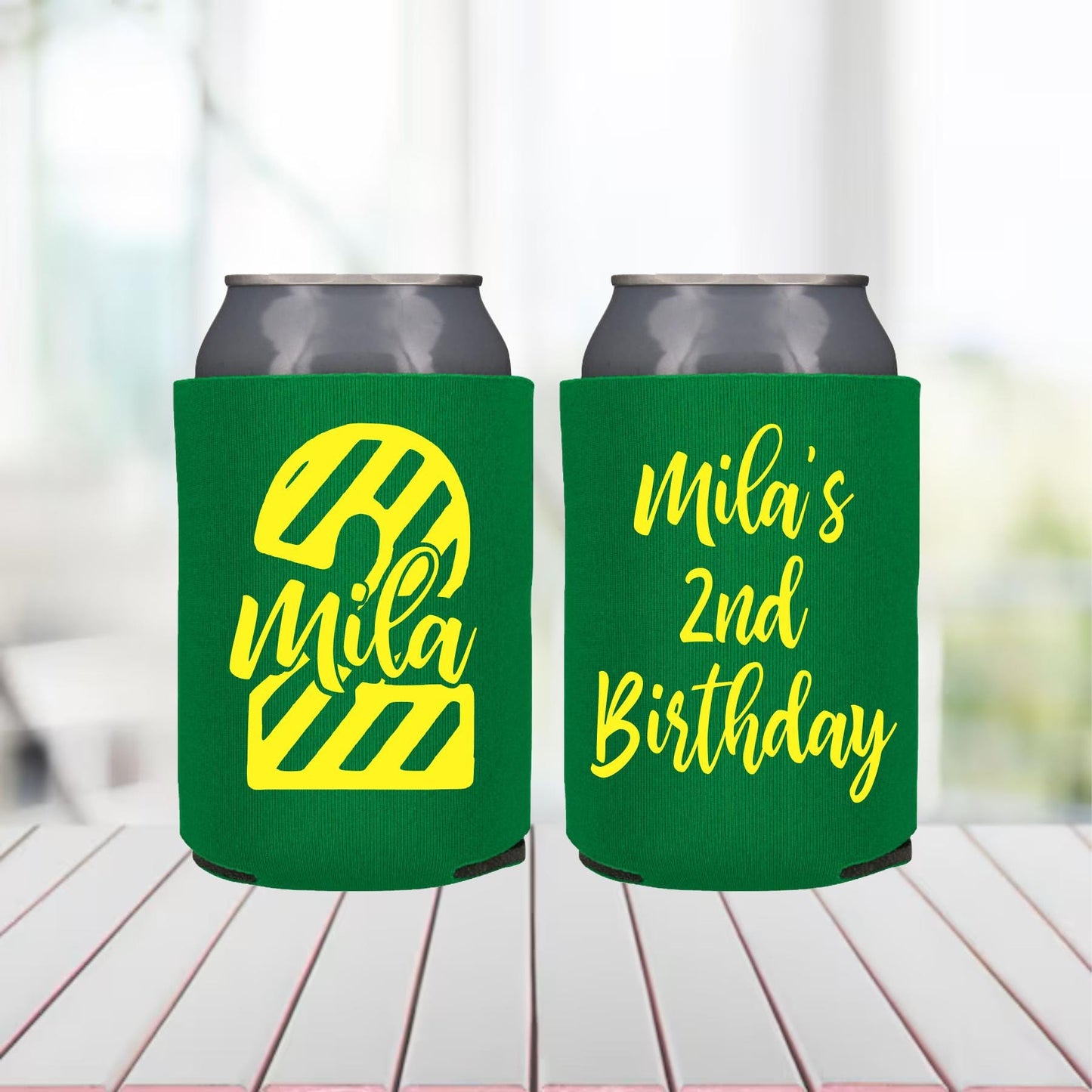 Personalized Birthday Can Coolers: 2nd Birthday Party Favors